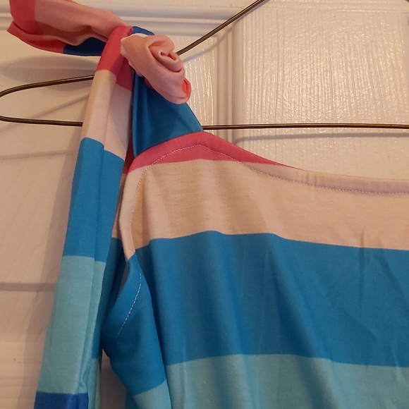 082. Multicolor Color Block Striped BowKnot Straps Maxi Dress  Size M - Picture 13 of 16